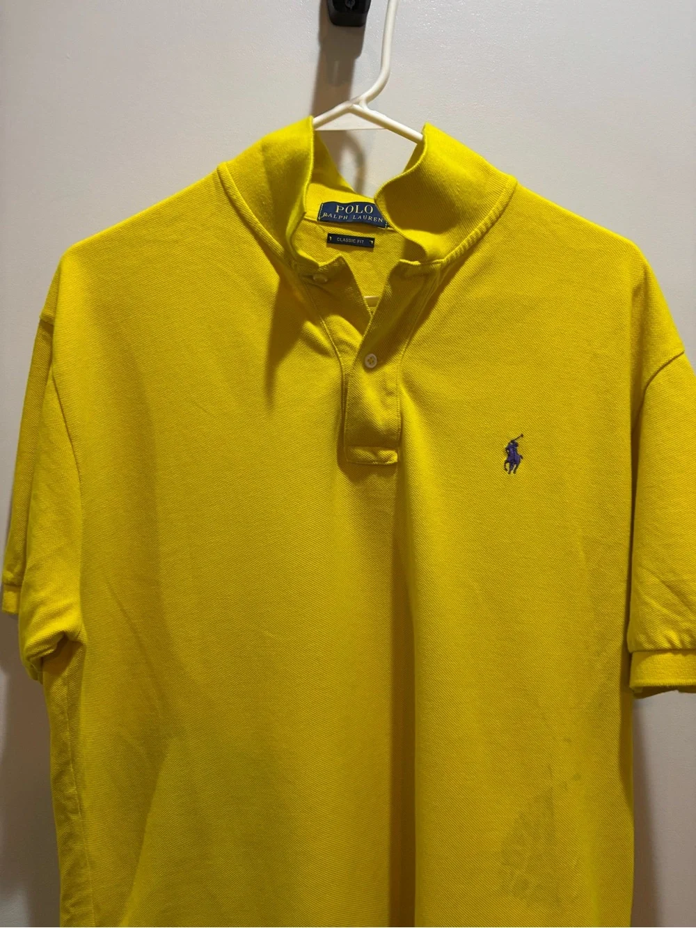 Polo by Ralph Lauren Men’s Bright Yellow Classic Polo with Navy Pony